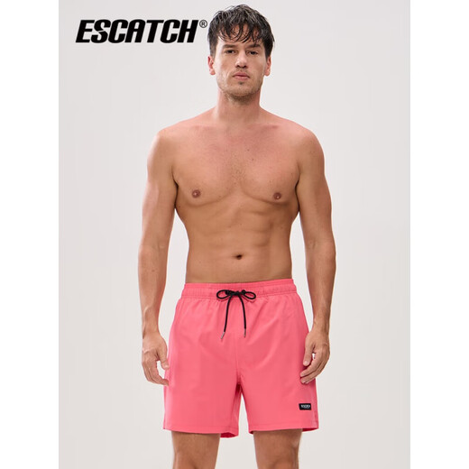 ESCATCH男士泳裤2024新款防尴尬泳衣速干沙滩裤男大码冲浪裤 ES6黑灰(平角内衬) M (建议体重50-60kb