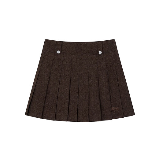 Teenie Weenie Bear Women's Skirt 2025 Autumn New Temperament College Style Simple Embroidered Pleated Skirt Brown Pre-sale M