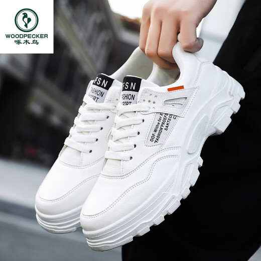 
Woodpecker 2025 autumn new casual sports shoes men's shoes heightening shoes white shoes dad shoes breathable little white shoes trendy winter HY1289 white 39