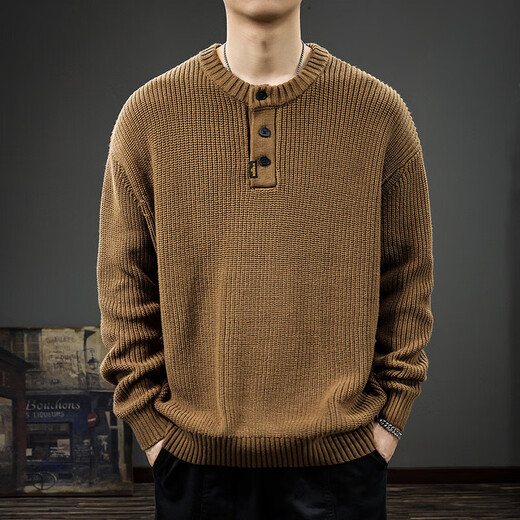 New Balance NEW BOLUNE autumn and winter trendy brand sweater men's American retro Henry collar versatile heavy casual sweater jacket 8903 gray blue regular S