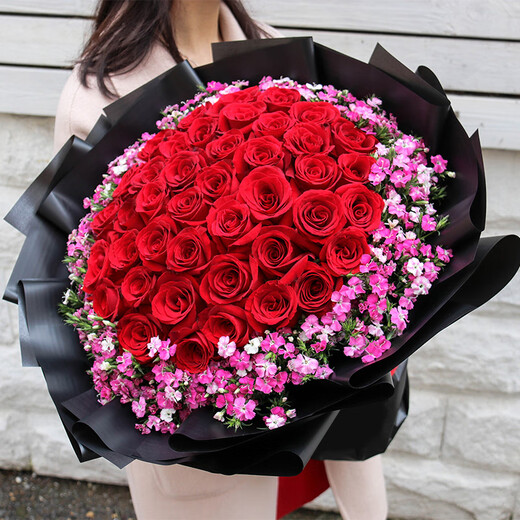 Youke Jade Flower Express red rose bouquet to express love for girlfriend and wife birthday gift nationwide delivery 33 red rose bouquet