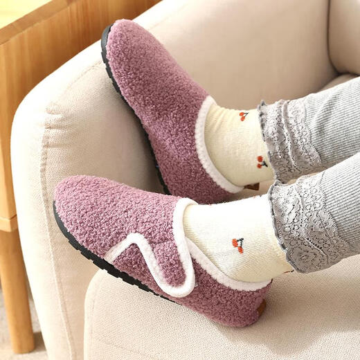 Children's floor socks anti-slip spring thickened plus velvet baby shoe covers boys and girls indoor insulation cotton slippers beige curly plush 26-27 size 15cm inner length