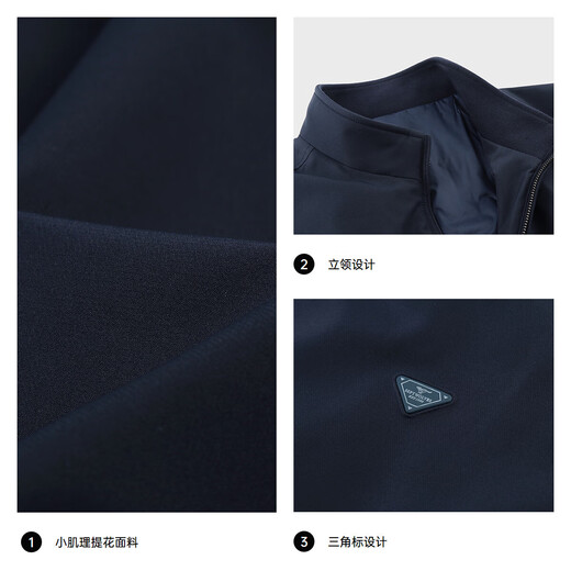 Septwolves jacket men's jacket autumn stand collar three-proof dark texture jacquard thin cotton graphene warm and comfortable skin-friendly men's clothing