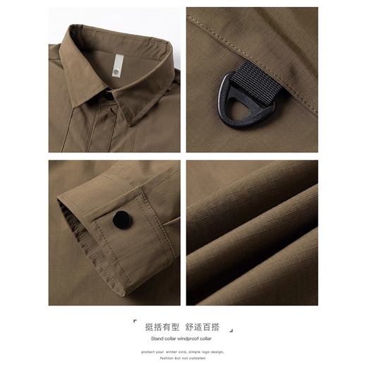 顶峰保罗（Dingfengbaoluo）高级感工装衬衣男美式休闲户外上衣男秋季翻领衬衫XQY55黑色2XL