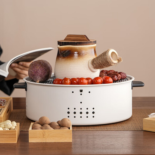 Cooking tea around the stove, roasting milk tea cans, stove, household tea-making utensils, high temperature resistance, tea stalls, tea grills, stoves, gradient stripes - small roasted milk pot + lid + 6 pumpkin cups 650ml