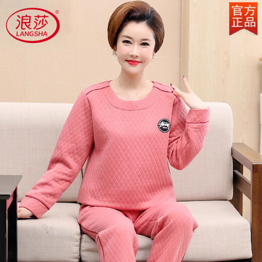 Langsha Pajamas (Langsha) Femmes de coton pur et hiver en coton pur mince en coton Tapis de maison Les mères d'âge moyen et âgées peuvent porter un costume à sandwich à l'extérieur de 12107 m [80-100jin recommandé [Jin est égal à 0,5 kg]]]