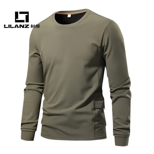 LILANZ official young and middle-aged long-sleeved cotton T-shirt sweatshirt round neck spring men's top pullover spring and autumn bottoming shirt flagship official black 2XL