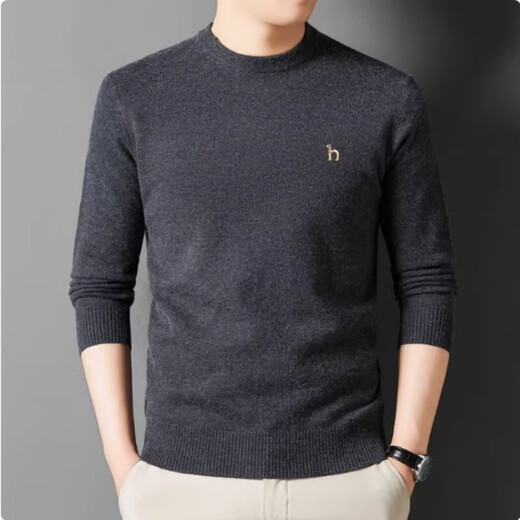 Mr.hippies high-end brand autumn and winter new half turtleneck solid color cashmere sweater men's casual knitted sweater thick base layer half turtleneck black XL (recommended 130-150Jin Jin equals 0.5kg)