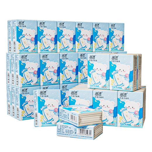 Event exclusive blue bleached handkerchief paper original color 4 layers thickened small pack tissue paper toilet paper portable and flexible 4 layers 6 pieces * 30 packs 4 layers thickened
