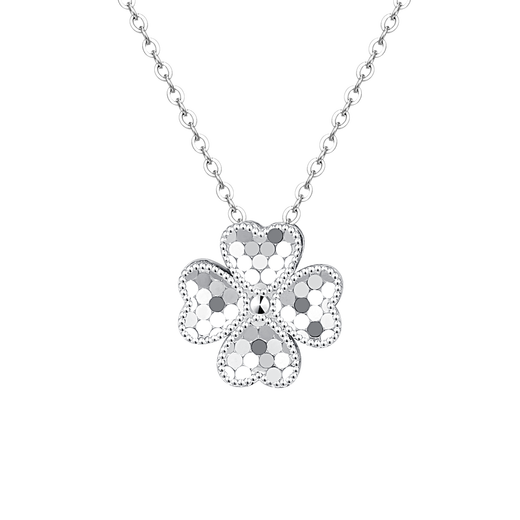 Jinzhifu four-leaf clover platinum necklace pendant women's love platinum clavicle chain set chain for girlfriend and wife Valentine's Day gift, about 4.6 grams (refund for more)