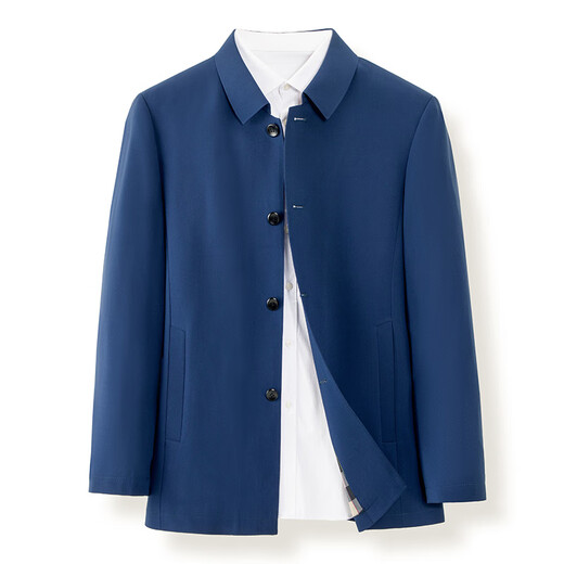 MONTAGUT men's jacket spring and autumn thin middle-aged and elderly large size loose mulberry silk dad wear middle-aged casual jacket royal blue 4XL 195 (recommended 185-198 Jin Jin equals 0.5 kg)