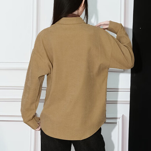 CHOCOOLATE it women's fashion brand fake two-piece high collar long-sleeved shirt for women autumn and winter brushed thickened inner layered shirt for women apricot 2XL