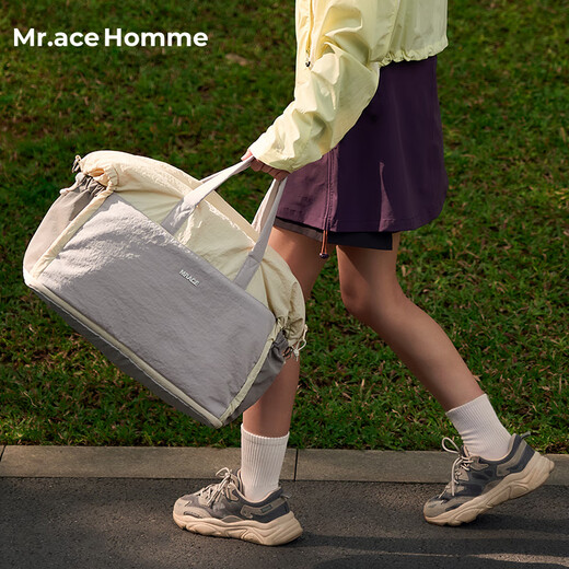 Mr.ace Homme business trip foldable luggage bag women's lightweight large capacity expansion messenger bag portable fitness bag men's gray green orange