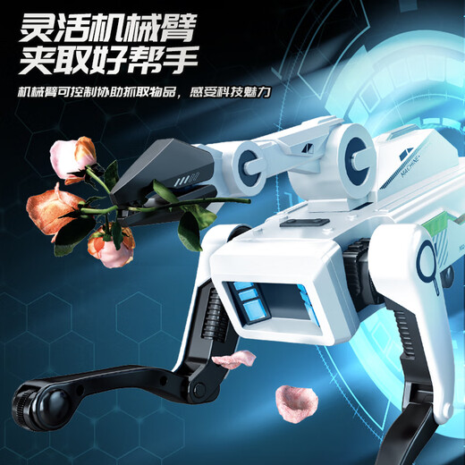 Keyoumeng deepseek robot intelligent chien jouets pour enfants 6-10 ans technologie noire robot garçons et filles cadeaux d'anniversaire DeepSeek + appel téléphonique AI version améliorée + laisse promenade de chien + bras de robot de serrage d'objet robot de conversation d'intelligence artificielle coffret cadeau pratique haut de gamme