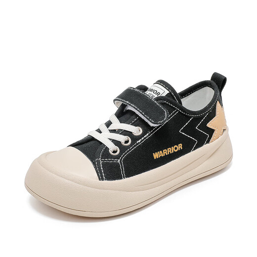 Pull back children's canvas shoes boys low-cut sneakers girls breathable lightweight casual shoes TH1881A black 33