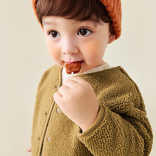 Mini Bala baby sherpa jacket for boys and girls, thickened 2025 autumn and winter new style, double-sided, blue coffee tone 00385 100