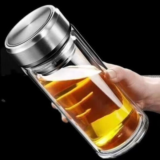 Solista Jiuyang unbreakable tempered glass 500ml drop-resistant high temperature borosilicate double-layer glass cup protective cover men's tea cup steel color 350ml anti-fall and explosion-proof double-layer high