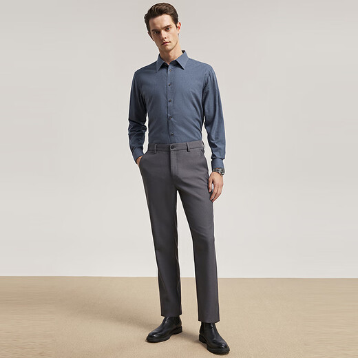 雅戈尔长袖衬衫男士棉混纺面料绒感饱满纯色衬衫温暖舒适2025新品合款 藏青VLRM119689FJA 42 （180/100A）