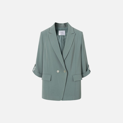 Evely Lightweight Suit 2024 Autumn High-end Design Temperament Commuting Casual Acetate Suit Jacket Women Green S 155/80A