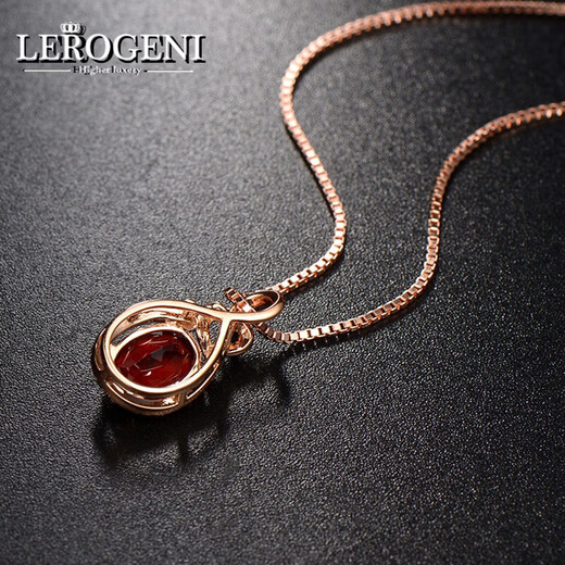 Lirokini necklace women's garnet red gemstone pendant 18 gold k high-end jewelry birthday commemorative gift garnet pendant