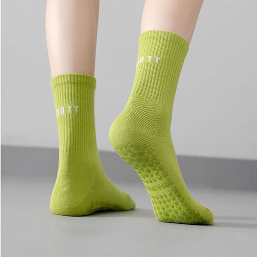 Yoga socks mid-calf floor socks silicone indoor fitness Pilates women's sports socks 1 pair gray