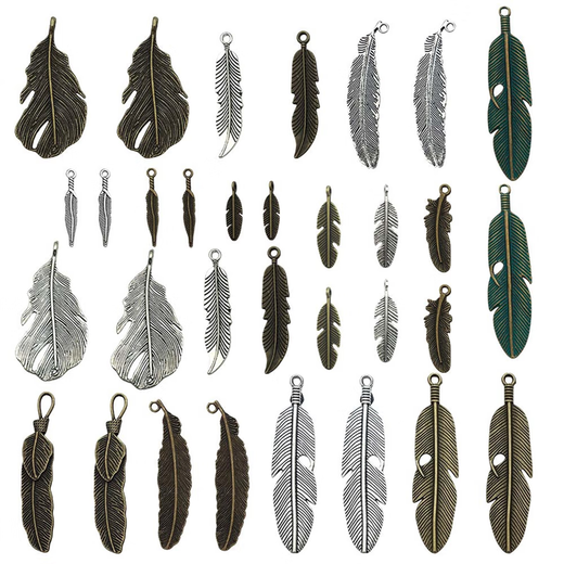 Accessoires de bijoux bricolage Rétro zinc alliage en alliage de plumes Collier pendentif de boucles d'oreille Fabricant pendentif 1 petite plume 3x16mm-012G-15870