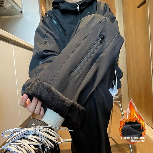 American outdoor water-repellent assault pants for men and women in autumn and winter, loose hiking pants for couples, work wear, casual long pants for men, factory direct sale, clearance, leakage K75 plus velvet black 3XL recommended weight 145-155 Jin Jin equals 0.5 kg can be worn