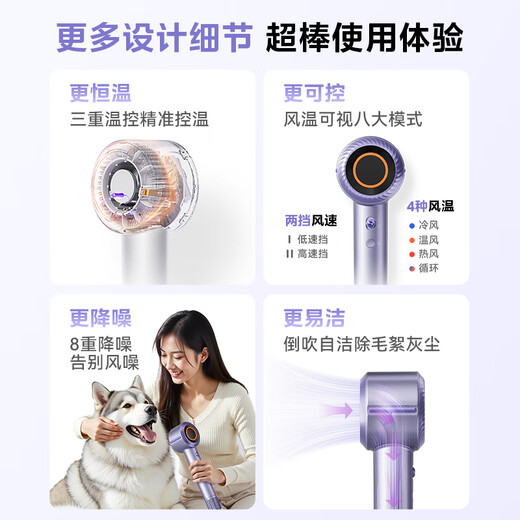 Midea High Speed Hair Dryer 3.9 Billion Plasma Protection Hair Dryer Household Negative Ion Hair Dryer FG209 Aurora Purple National Subsidy Holiday/Birthday Gift Recommendation