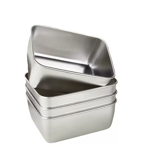 Stainless steel crisper box with lid rectangular refrigerator food storage box multi-purpose box lunch box 450ml stainless steel crisper box 4-piece set