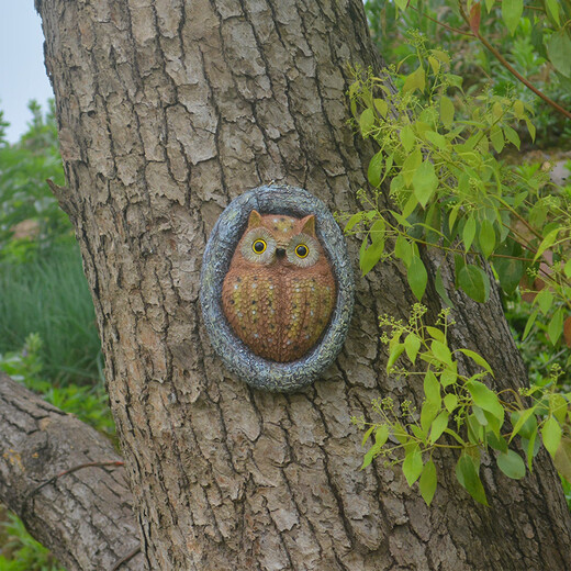 Ling Yuxun's new owl hanging board tree decorations outdoor pastoral pendant resin sculpture garden ornaments crafts large size