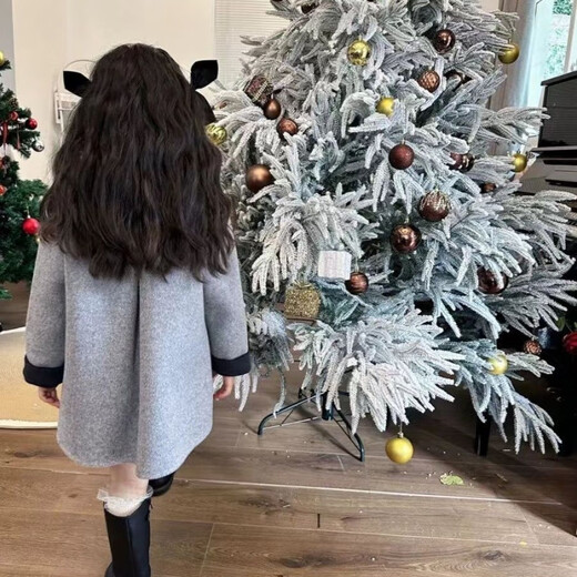 Disney (Disney) Girls Printemps et Automne 5 version coréenne double face imitation cachemire nouveau manteau en laine printemps et automne manteau pour enfants moyen et grand manteau mi-long gris col noir manteau en velours 130 recommandé environ 125 cm