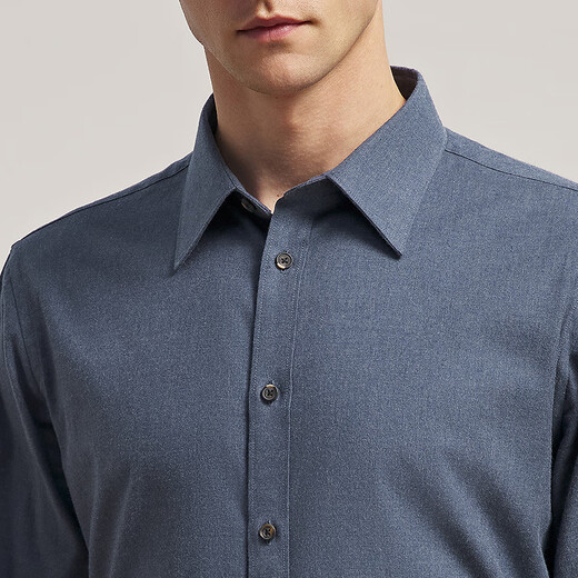 雅戈尔长袖衬衫男士棉混纺面料绒感饱满纯色衬衫温暖舒适2025新品合款 藏青VLRM119689FJA 42 （180/100A）