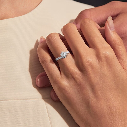 DR Proposal Diamond Ring K Gold/PT950 Platinum Elegant Snowflake Moissanite Diamond Ring Wedding Valentine's Day Birthday Gift 1 Carat D-E Color/Extreme White Gift Box + Certificate PT950 Closed (Remark Number)