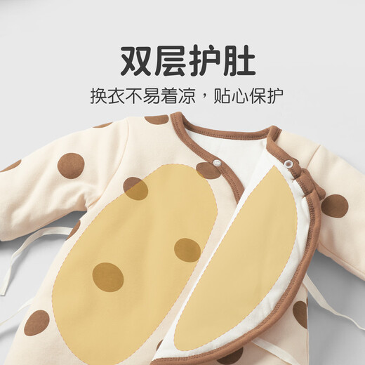 Youqi baby clothes for men and women, autumn and winter jumpsuits for infants and young children, spring and autumn 80g three-layer quilted monk clothes