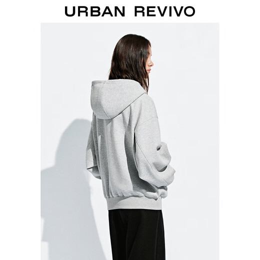 
UR2025 autumn new women's casual daily hooded zipper ultra-loose jacket UYY150093 medium gray flower gray (slightly loose) S (XS-S)