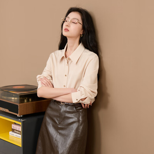 Sancai 2025 new winter shirt lapel loose shirt simple commuting layering Z