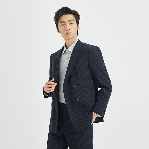 Lilang Shopping Mall Same Style Wool Suit Suit Men's Double-breasted Suit Wedding Dress Nine-Point Pants Autumn 2025 New Navy (25QXF151SA) 170A