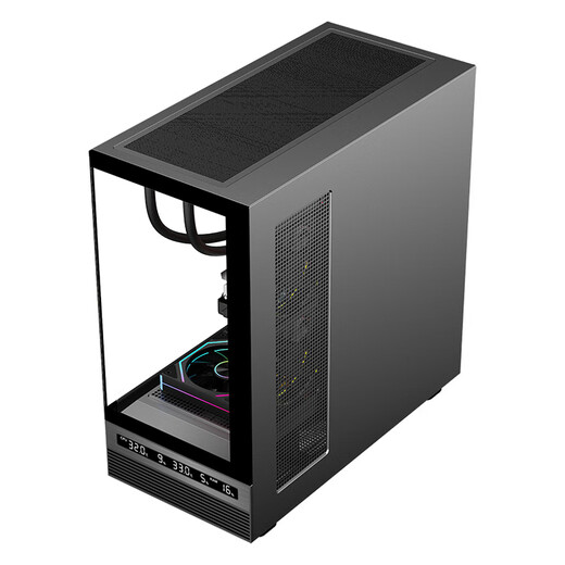 先马（SAMA）惊鸿屏显版 黑色ATX海景房游戏电脑台式机箱 硬件状态显示/270°全景/支持360水冷/9风扇位/Type-C