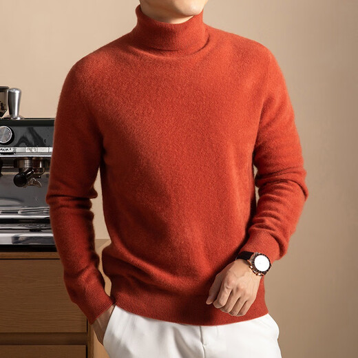 Wirpta high-end brand young men's sweater autumn and winter new fashion casual high collar solid color brushed loose long-sleeved knitted apricot (ready in stock) M 165 (suitable for 90-110 Jin Jin equals 0.5 kg)