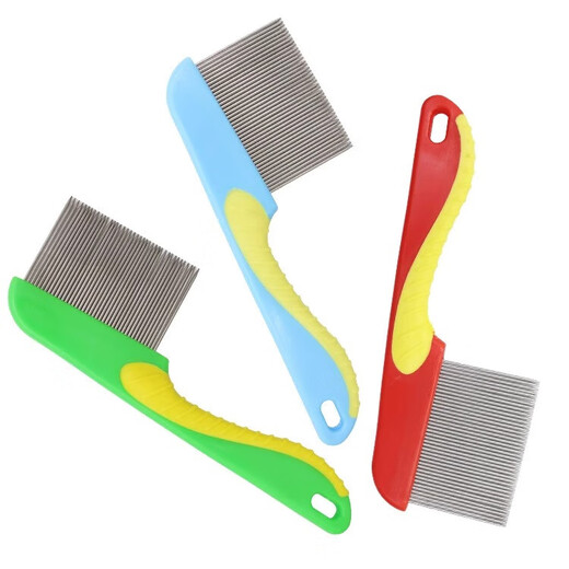 Universal flea comb for dogs and cats, stainless steel comb to remove eggs, pet grate comb to remove lice, comb to open knots, beauty seahorse comb, pet lice comb - red - 1 piece 15.4*5.5cm