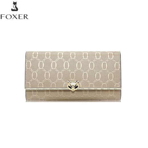 Golden Fox (Foxer) Cowide Damen Brieftasche große Kapazität Langkartentasche Geld Kicker