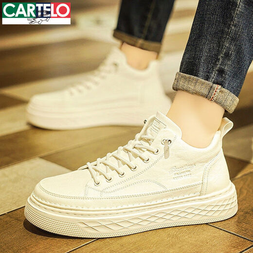 Cartell High Top Herrenschuhe Sommer Casual Board Schuhe 2025 Neue echte Lederschuhe Herren Martin Boots WQ9920-E Schwarz 39