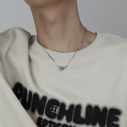 MZMZ platinum necklace men's pt950 platinum trendy pendant high-end versatile Valentine's Day birthday gift for boyfriend and husband when/next day delivery - light luxury - checkerboard men's necklace