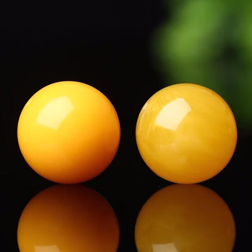 Lianshi beeswax single bead loose bead round bead chicken oil yellow floating flower old wax single hand string bead cultural toy accessories with beads 12mm chicken oil yellow floating flower one