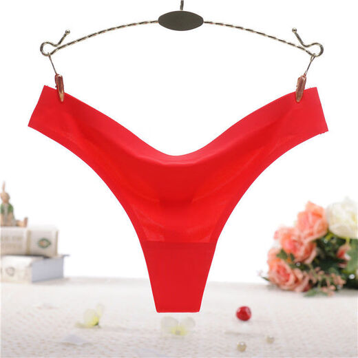 Hot Selling Cotton Bottom Thong Women's One Piece Ice Silk Seamless Adhesive Solid Color Briefs 2051 White One Size