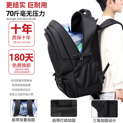 Huili Travel Backpack for Men's Backpack for Men's New Mountaineering Strong and Durable Men's Large Capacity Outdoor School Bag for Women Black Upgraded Large Capacity [Specially designed for business trips]