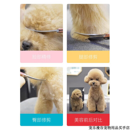 MADAN Pet Grooming Scissors Small Curved Scissors Straight Scissors Teeth Scissors Fish Bone Scissors Teddy Shearing Scissors Aluminum Alloy Gold 7-inch Straight Scissors