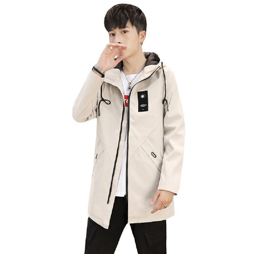 Huanyi Hangzhou Italian-French windbreaker men's mid-length men's autumn coat 2025 men's spring and autumn slim handsome jacket casual cloak small square (black plus velvet 3XL