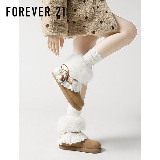 FOREVER21 Bohemian Snow Boots Women's 2025 Winter New Plush Thickened Outdoor Versatile Warm and Anti-Slip Casual Cotton Shoes