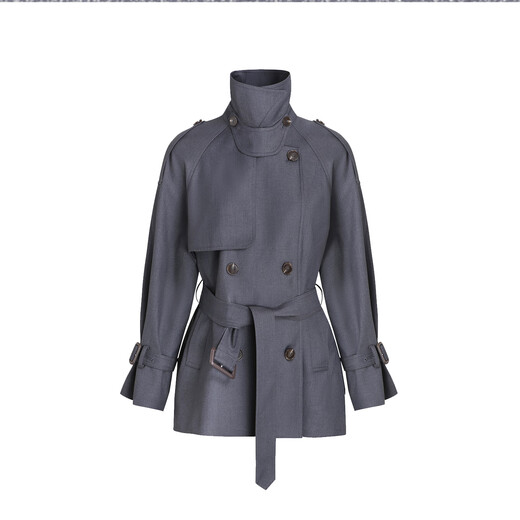 Fano studios Fan Luo Fano urban modern light drape classic raglan sleeve double breasted short windbreaker jacket for women 2026 spring floral gray ready stock M